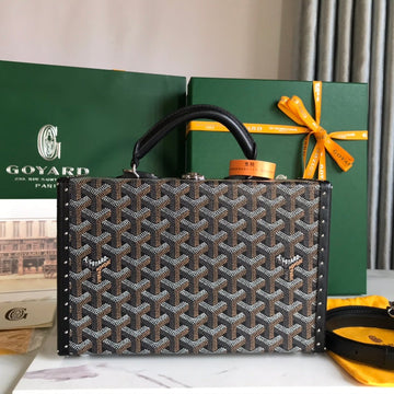 GRAND HÔTEL TRUNK BAG 24 IN BLACK GOYARDINE CANVAS AND CALFSKIN Luxe Carry Bags