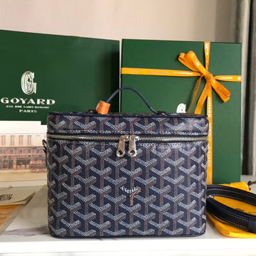 M VANITY CASE 20 IN NAVY BLUE GOYARDINE CANVAS