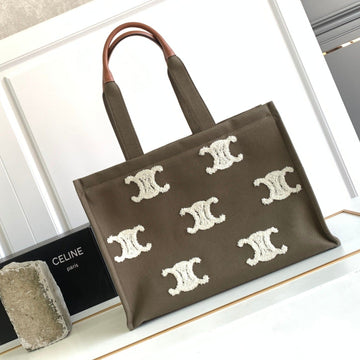 DARK BROWN 41 CANVAS TOTE LOGO LETTER Luxe Carry