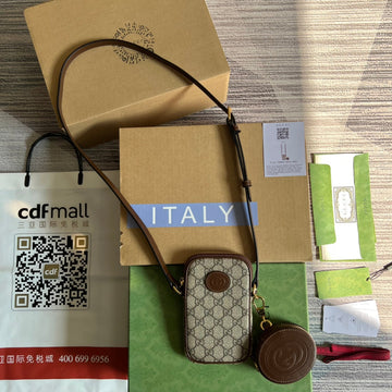 MINI BAG 17 IN BROWN CALFSKIN AND BEIGE CANVAS by Luxe Carry