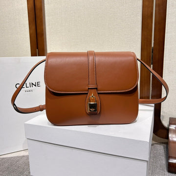 TABOU FLAP BAG 22 IN BRONZE BROWN SMOOTH CALFSKIN GOLD LOCK Luxe Carry