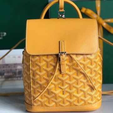 ALPIN MINI BACKPACK 21 IN YELLOW LAMBSKIN AND GOYARDINE CANVAS by Luxe Carry