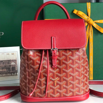ALPIN MINI BACKPACK 21 IN CLASSIC RED LAMBSKIN AND GOYARDINE CANVAS Luxe Carry Bags
