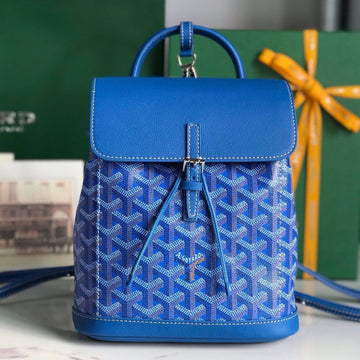 ALPIN MINI BACKPACK 21 IN SAPPHIRE BLUE LAMBSKIN AND GOYARDINE CANVAS Luxe Carry