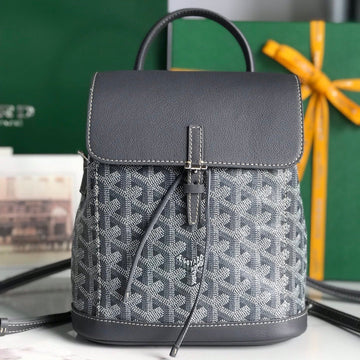 ALPIN MINI BACKPACK 21 IN GRAY LAMBSKIN AND GOYARDINE CANVAS by Luxe Carry