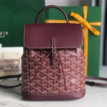 ALPIN MINI BACKPACK 21 IN WINE RED LAMBSKIN AND GOYARDINE CANVAS Luxe Carry