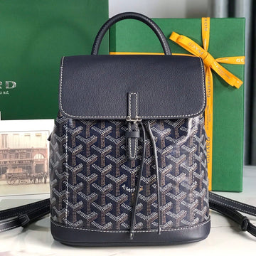 ALPIN MINI BACKPACK 21 IN NAVY BLUE LAMBSKIN AND GOYARDINE CANVAS by Luxe Carry
