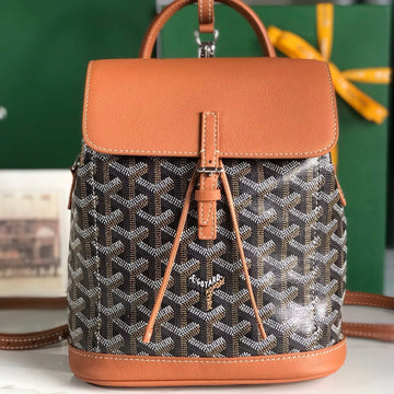 ALPIN MINI BACKPACK 21 IN TAN LAMBSKIN AND BLACK GOYARDINE CANVAS by Luxe Carry