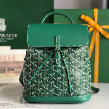 ALPIN MINI BACKPACK 21 IN GREEN LAMBSKIN AND GOYARDINE CANVAS Luxe Carry Bags