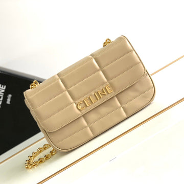 MONOCHROME 24 QUILTED BEIGE CREAM LAMBSKIN CHAIN SHOUDER BAG Luxe Carry