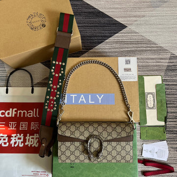 DIONYSUS 25 SMALL BAG IN GG SUPREME CANVAS Luxe Carry