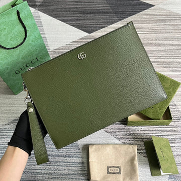 MARMONT POUCH 30 IN ARMY GREEN LAMBSKIN Luxe Carry Bags