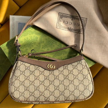 OPHIDIA GG SMALL 25 HANDBAG BEIGE AND EBONY SUPREME CANVAS by Luxe Carry