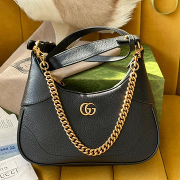 SHOULDER BAG 25 IN BLACK LAMBSKIN GOLD HARDWARE by Luxe Carry