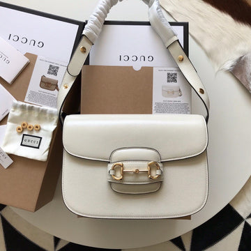 GG HORSEBIT 1955 MINI BAG 25 IN WHITE CALFSKIN Luxe Carry