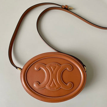 SMOOTH CALFSKIN 20 OVAL CINNAMON BROWN BAG Luxe Carry