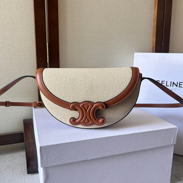 BESACE 23 IN WHITE CANVAS AND BROWN CALFSKIN Luxe Carry Bags