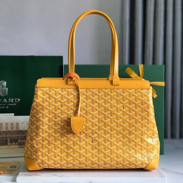 BELLECHASSE BIAUDE PM BAG 36 IN YELLOW GOYARDINE CANVAS AND CALFSKIN TRIM Luxe Carry