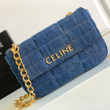 DENIM LEATHER 24 CHAIN SHOUDER BAG Luxe Carry Bags