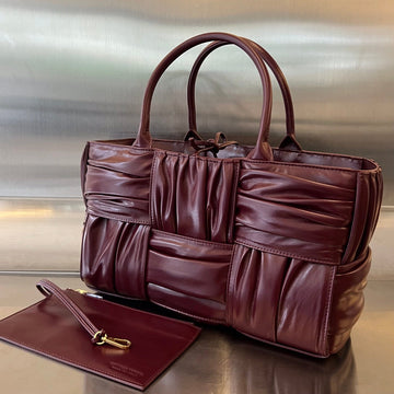 SMALL ARCO TOTE 30 IN WINE RED SOFT LAMBSKIN by Luxe Carry