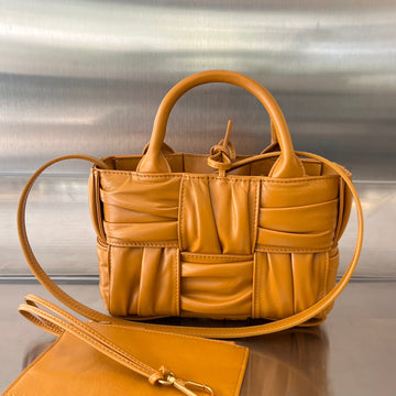 CANDY ARCO TOTE 20 IN RAW SIENNA SOFT LAMBSKIN Luxe Carry Bags