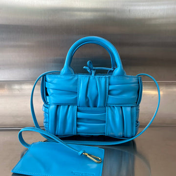 CANDY ARCO TOTE 20 IN CERULEAN BLUE SOFT LAMBSKIN Luxe Carry Bags