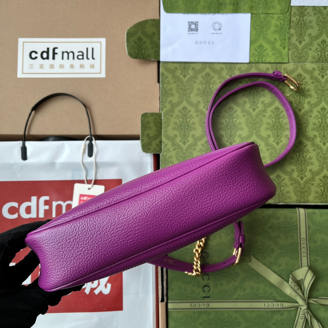SHOULDER BAG 25 IN VIOLET CALFSKIN GOLD HARDWARE Luxe Carry Bags