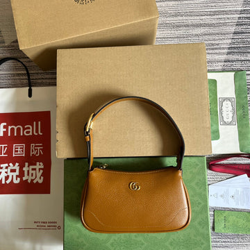 APHRODITE MINI 21 SHOULDER BAG IN CARAMEL BROWN CALFSKIN Luxe Carry Bags