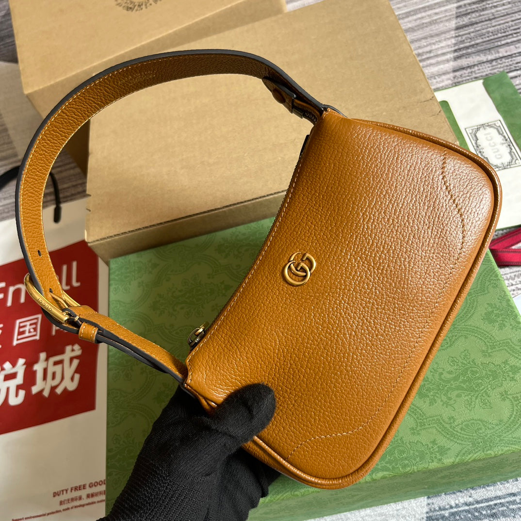 APHRODITE MINI 21 SHOULDER BAG IN CARAMEL BROWN CALFSKIN Luxe Carry
