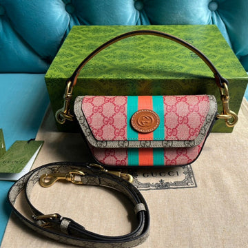 GG MINI 13 HANDBAG IN LIGHT PINK AND BEIGE CANVAS by Luxe Carry