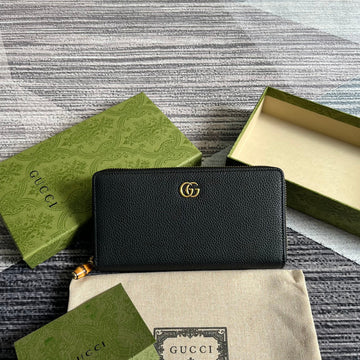 GG MARMONT 19 ZIP-AROUND WALLET BLACK CALFSKIN Luxe Carry