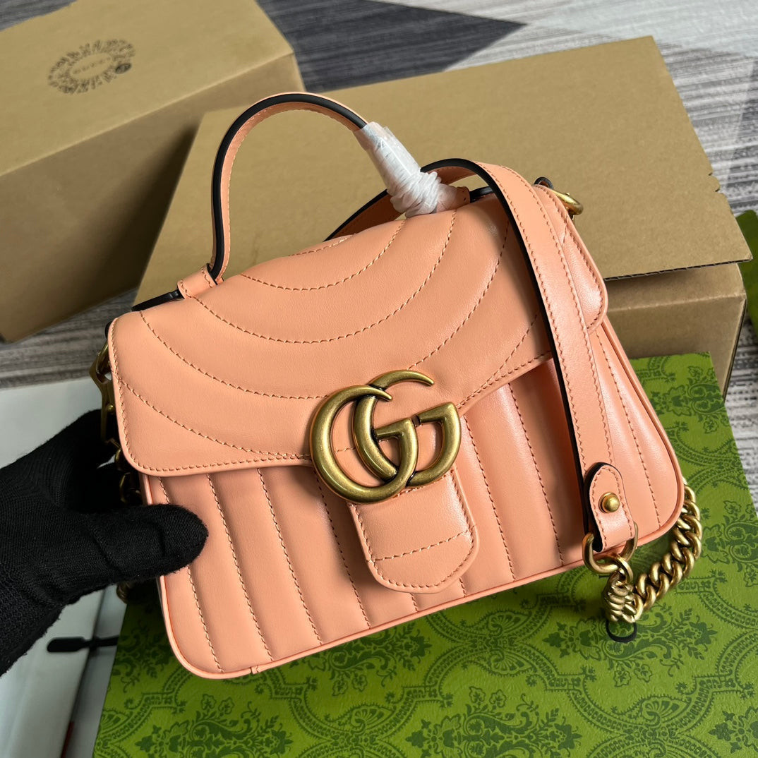 GG MARMONT MINI 21 CLASSIC BAG IN PEACH PINK CALFSKIN Luxe Carry Bags