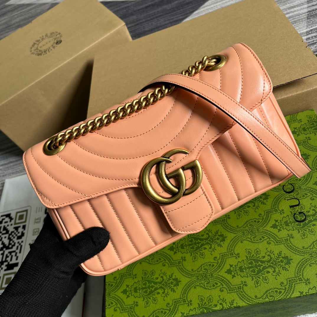 GG MARMONT 26 CLASSIC BAG IN PEACH PINK CALFSKIN by Luxe Carry