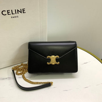 WALLET ON CHAIN MARGO 19 IN BLACK SMOOTH CALFSKIN GOLD HARDWARE Luxe Carry