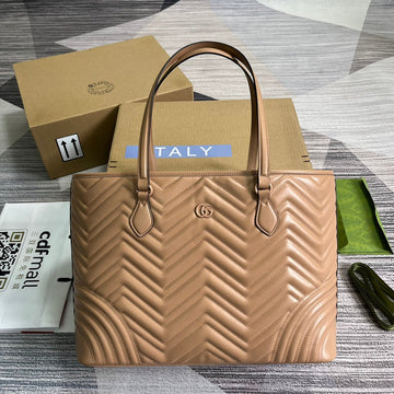 GG MARMONT LARGE 38 TOTE IN BEIGE CAMEL CALFSKIN by Luxe Carry