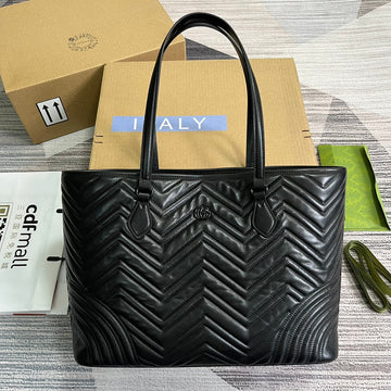 GG MARMONT LARGE 38 TOTE IN BLACK CALFSKIN by Luxe Carry