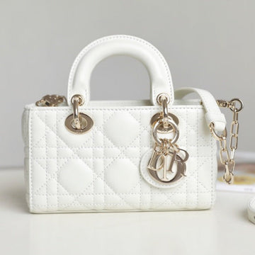 LADY D-JOY MICRO 16 IN WHITE LAMBSKIN Luxe Carry Bags