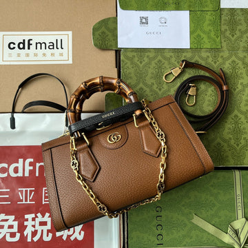 DIANA MEDIUM TOTE BAG 27 IN BROWN CALFSKIN BAMBOO HANDLES by Luxe Carry