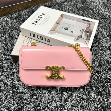 TRIPHOME 20 PINK PASTEL COWHIDE LEATHER CHAIN STRAP BAG by Luxe Carry