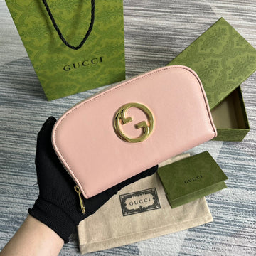 GG BLONDIE 21 FULL ZIP WALLET IN LIGHT PINK CALFSKIN Luxe Carry