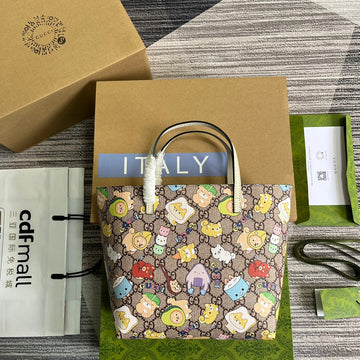 GG SMALL 21 ANIMAL PRINTED TOTE IN BEIGE CANVAS Luxe Carry Bags