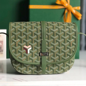 BELVEDERE MM BAG 21 IN GREEN GOYARDINE CANVAS AND CALFSKIN Luxe Carry Bags