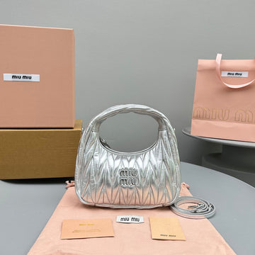 MINI HOBO 20 BAG IN SILVER SHEEPSKIN Luxe Carry Bags