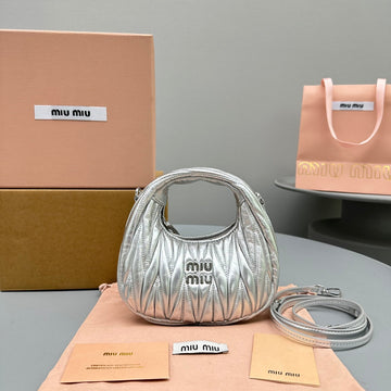 MINI HOBO 17 BAG IN SILVER SHEEPSKIN Luxe Carry Bags