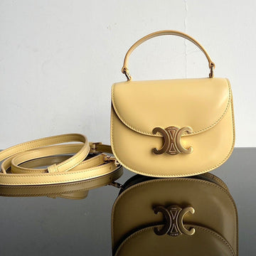 TRIOMPHE SHINY CALFSKIN HANDBAG 18 YELLOW PASTEL by Luxe Carry