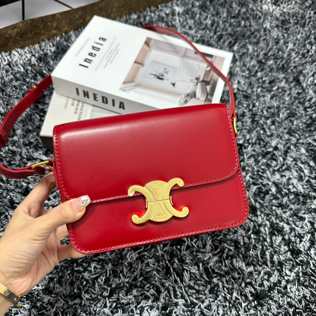 TRIPHOME TEEN 18 CHERRY RED COWHIDE LEATHER by Luxe Carry