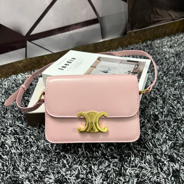 TRIOMPHE TEEN 18 PINK PASTEL COWHIDE LEATHER Luxe Carry Bags