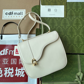 EQUESTRIAN SHOULDER BAG 21 IN WHITE CALFSKIN GOLD HARDWARE Luxe Carry Bags