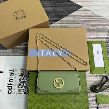 BLONDIE SHOULDER BAG 21 IN GREEN CALFSKIN GOLD HARDWARE Luxe Carry