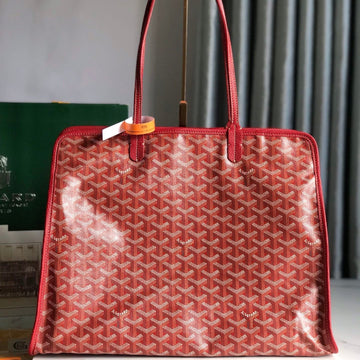 HARDY PM BAG 40 IN RED GOYARDINE CANVAS AND TAURILLON LEATHER TRIM by Luxe Carry